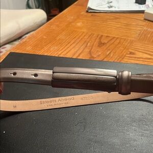 Streets Ahead Silver/grayish Leather Belt with metallic gray metal buckle